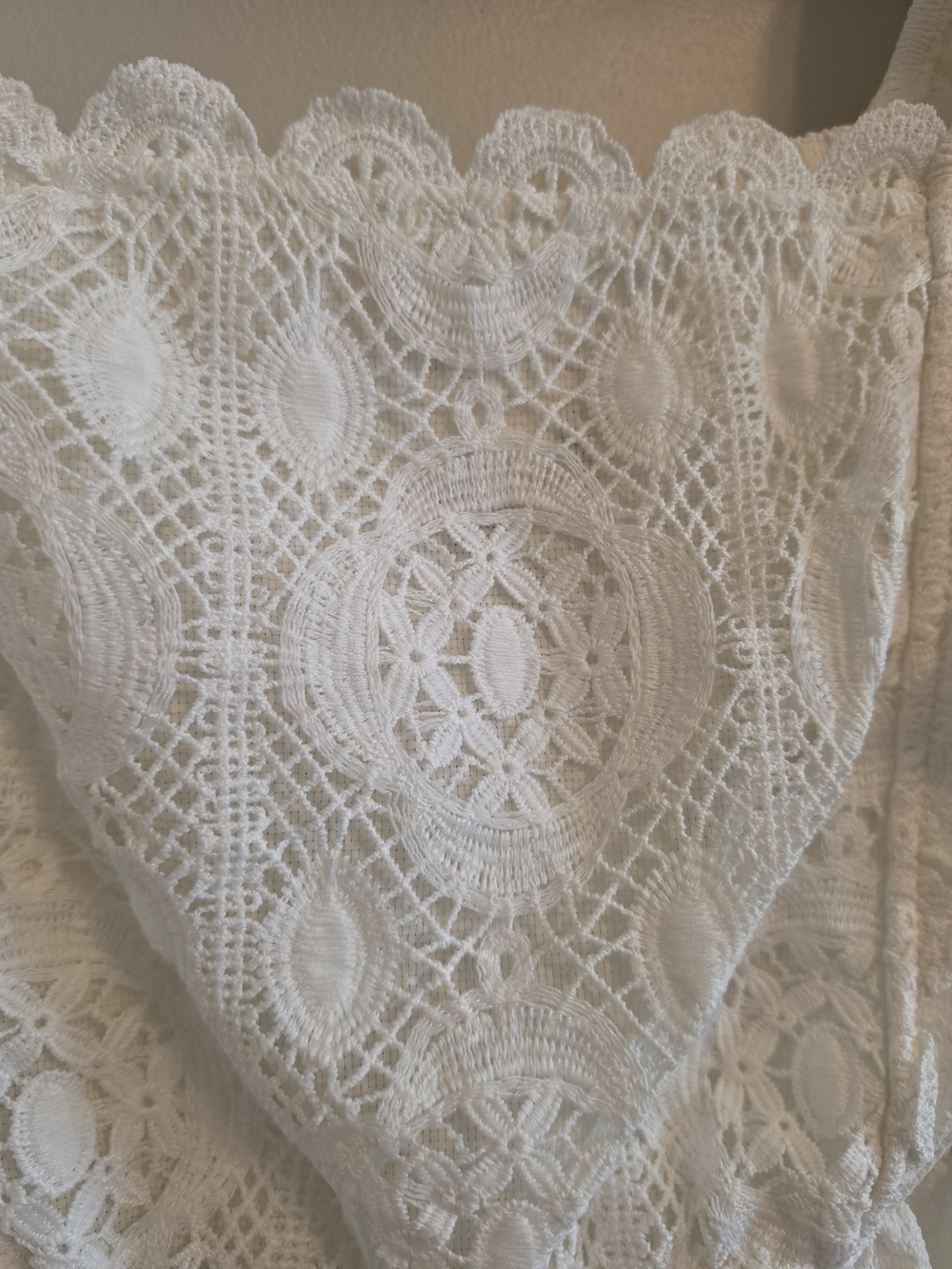 White Lace-Front Ruffled Peasant Top - Picture 6 of 9